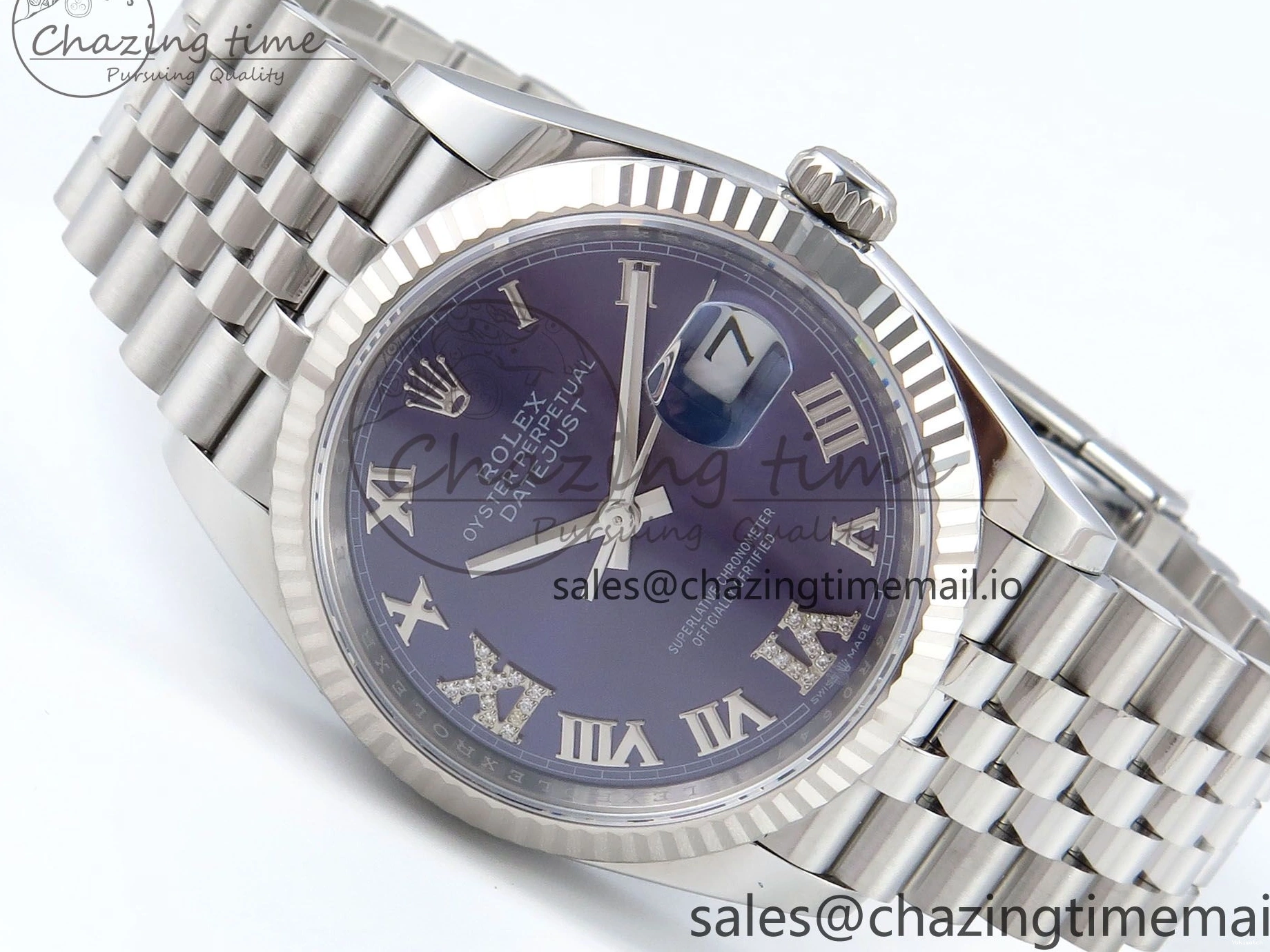 Purple Roman Edition 36 Diamonds DateJust on Bracelet A3235 Dial Jubilee Best EWEF 126234 0218